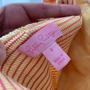 Lily Pulitzer strapless floral dress.